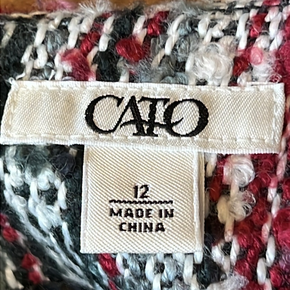 CATO Boucle Black Red White Tweed Skirt Size 12 - Picture 7 of 10